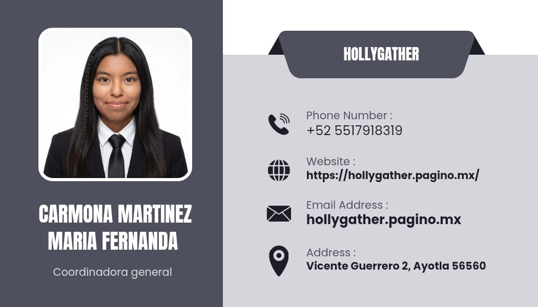 Tarjeta de presentación de Carmona Martinez Maria Fernanda — Coordinadora general en Hollygather