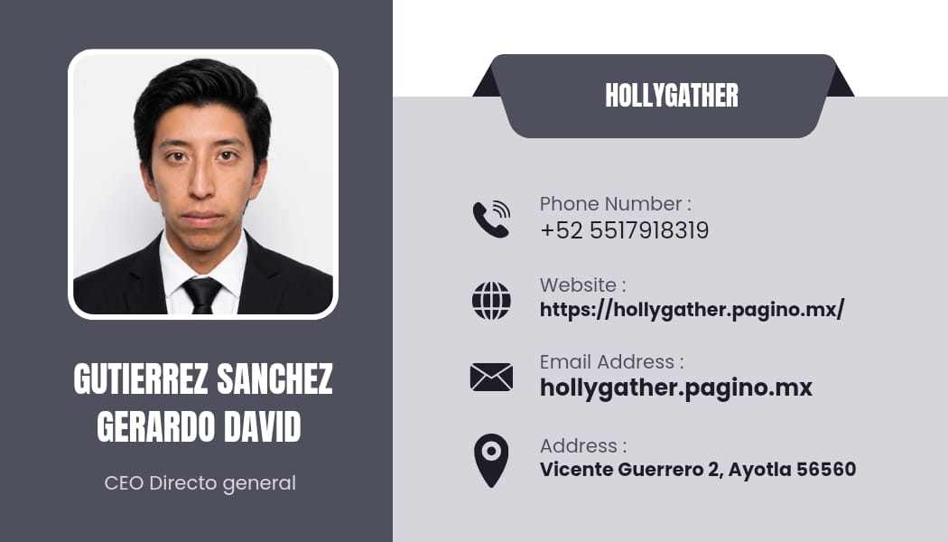 Tarjeta de presentación de Gutierrez Sanchez Gerardo David — CEO Director general en Hollygather