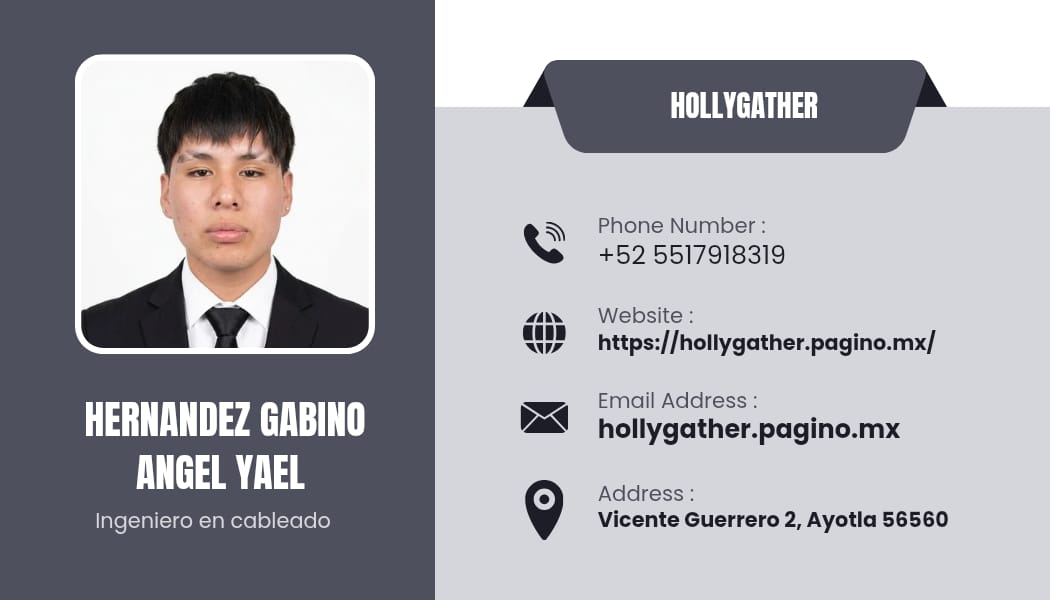 Tarjeta de presentación de Hernandez Gabino Angel Yael — Ingeniero en cableado en Hollygather