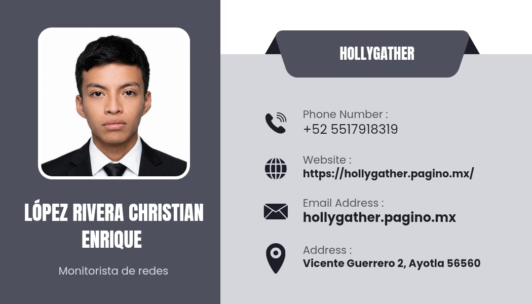 Tarjeta de presentación de López Rivera Christian Enrique — Monitorista de redes en Hollygather